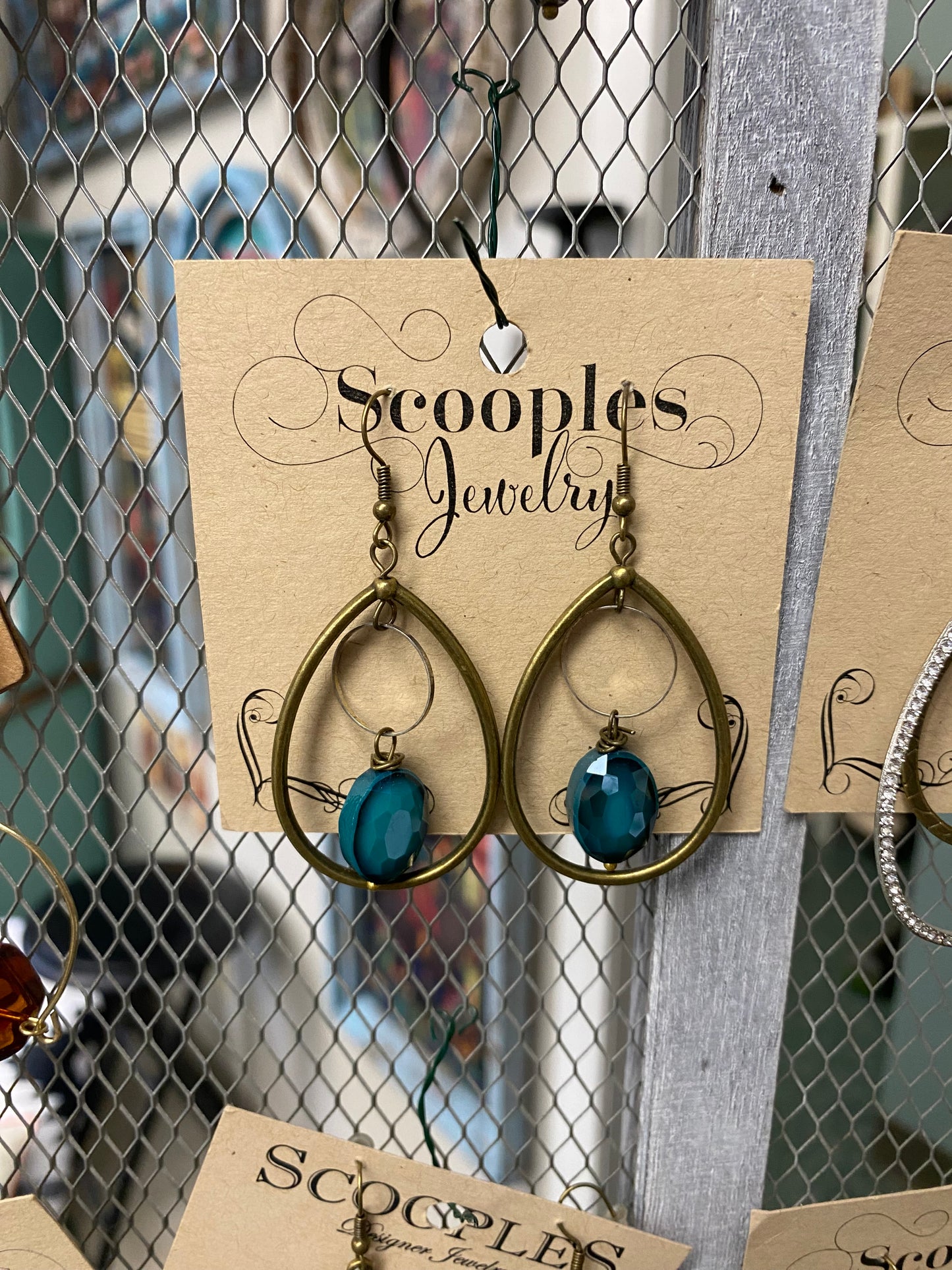 Blue Drop Hoop Earrings