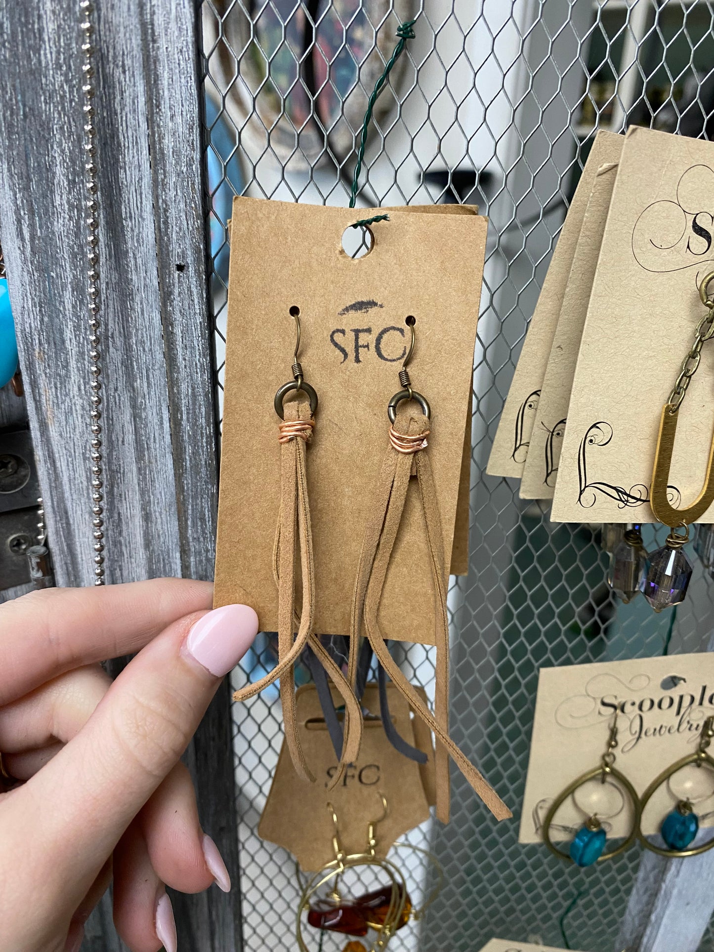 Tan earrings