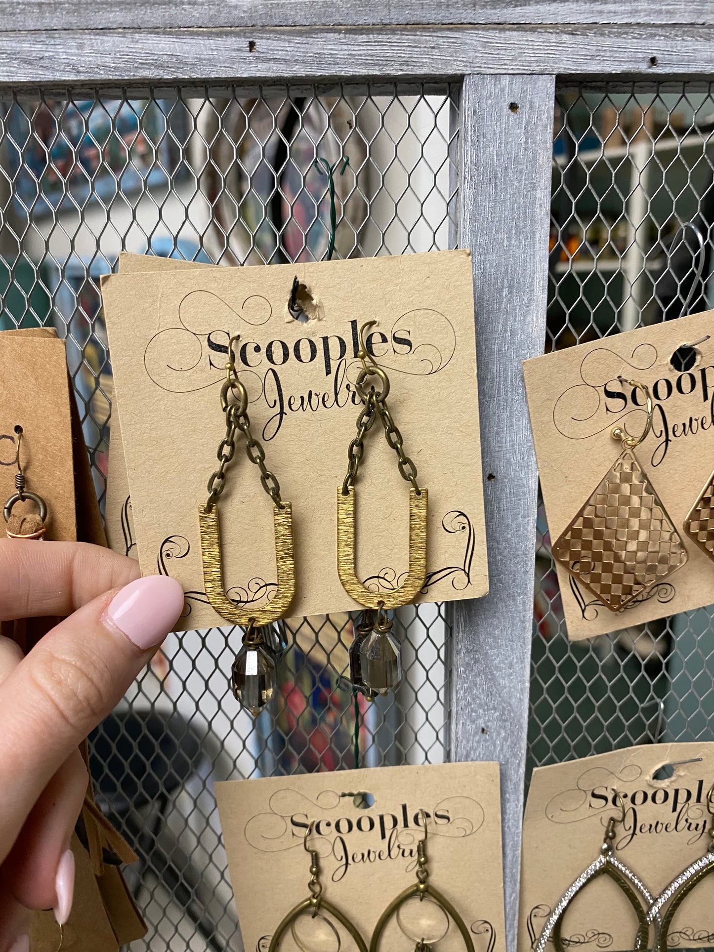 Gold chain earrings
