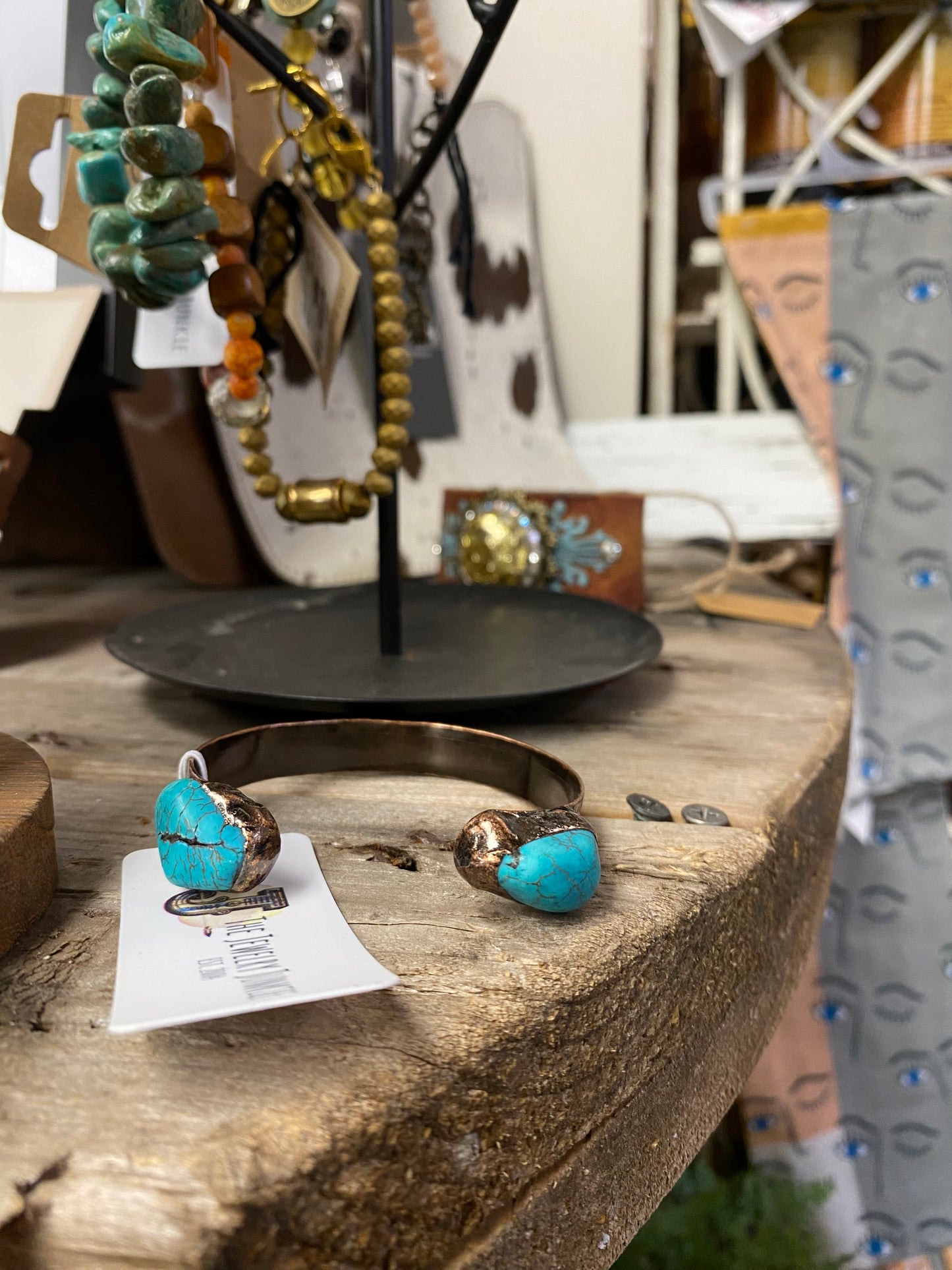 Turquoise and bronze bracelet
