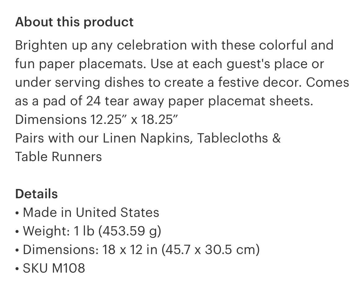 Lux Paper Placemats